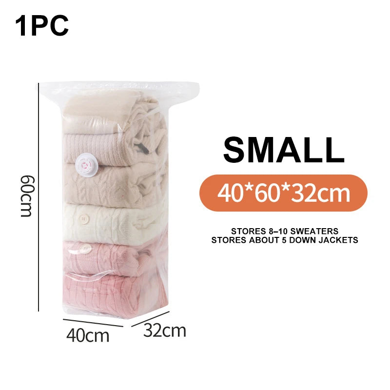 Super Large Capacity 3D Vacuum Compression Bag No Pump Roll Up Space Saver Clothes Blankets & Quilts Thicken Sealing Storage Bag