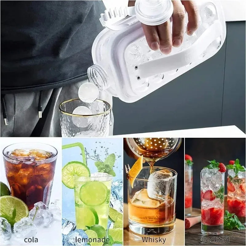 Eco-Friendly Silicone Ice Ball Maker Kettle Portable Kitchen Bar Gadgets Ice Hockey Lattice Mold Plastic Ice Cream Tool