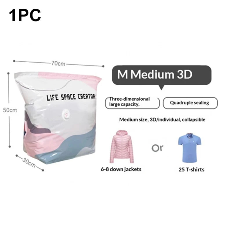 Super Large Capacity 3D Vacuum Compression Bag No Pump Roll Up Space Saver Clothes Blankets & Quilts Thicken Sealing Storage Bag