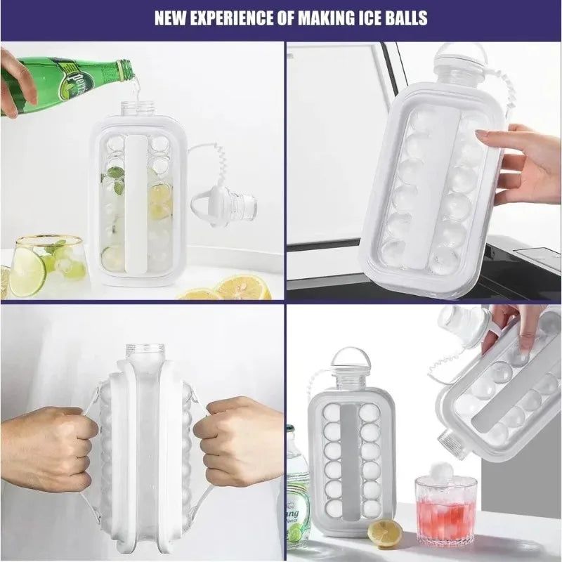 Eco-Friendly Silicone Ice Ball Maker Kettle Portable Kitchen Bar Gadgets Ice Hockey Lattice Mold Plastic Ice Cream Tool