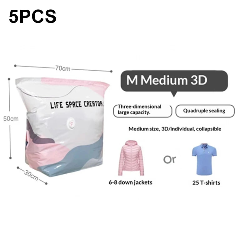 Super Large Capacity 3D Vacuum Compression Bag No Pump Roll Up Space Saver Clothes Blankets & Quilts Thicken Sealing Storage Bag