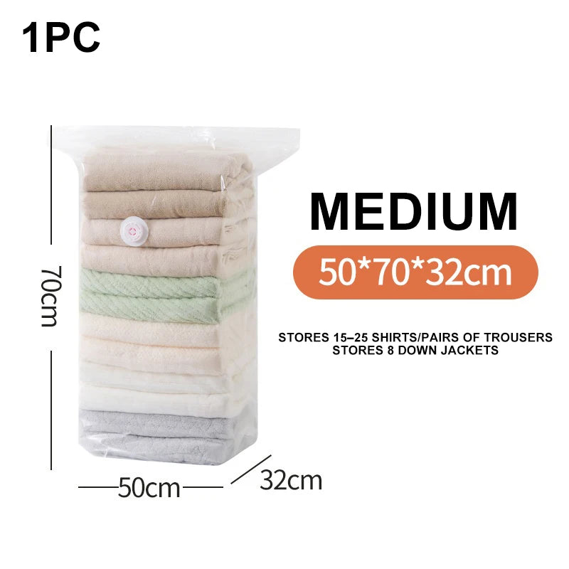 Super Large Capacity 3D Vacuum Compression Bag No Pump Roll Up Space Saver Clothes Blankets & Quilts Thicken Sealing Storage Bag