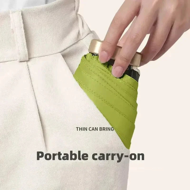 Mini Pocket Sun Umbrella Rain Umbrella UV Ultraviolet Protection Sun Shade Vinyl Folding Umbrella Pocket Folding Parasol Capsule
