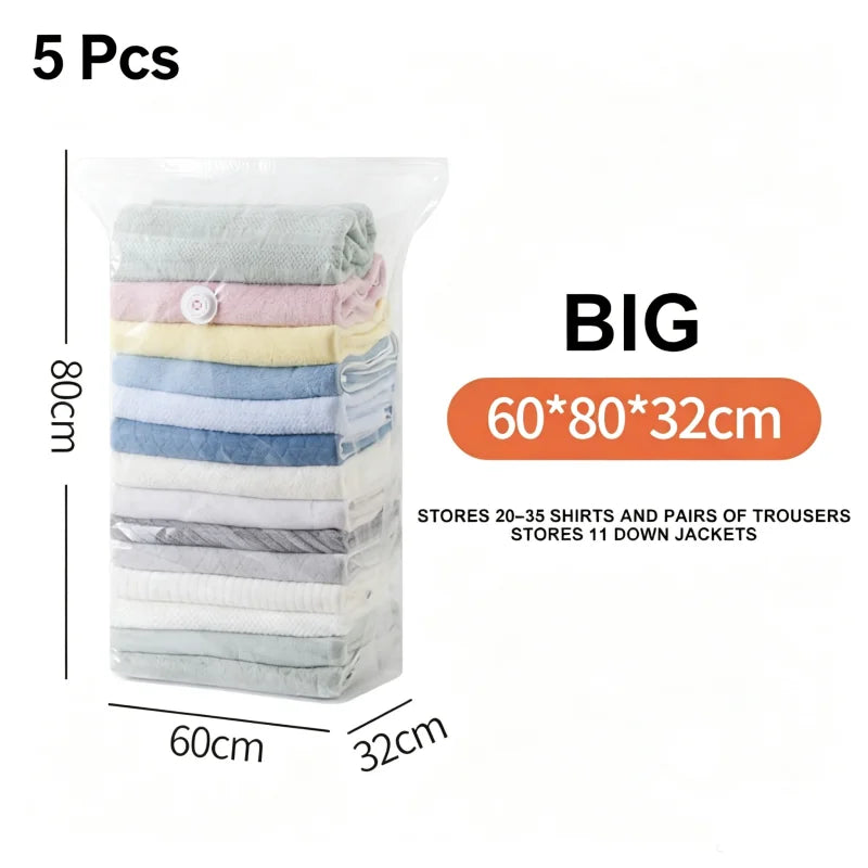 Super Large Capacity 3D Vacuum Compression Bag No Pump Roll Up Space Saver Clothes Blankets & Quilts Thicken Sealing Storage Bag