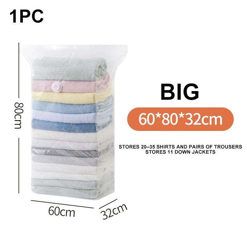 Super Large Capacity 3D Vacuum Compression Bag No Pump Roll Up Space Saver Clothes Blankets & Quilts Thicken Sealing Storage Bag